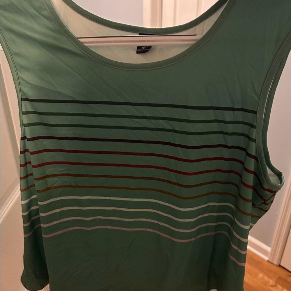 SHEIN Green Multicolored Striped Tank Top